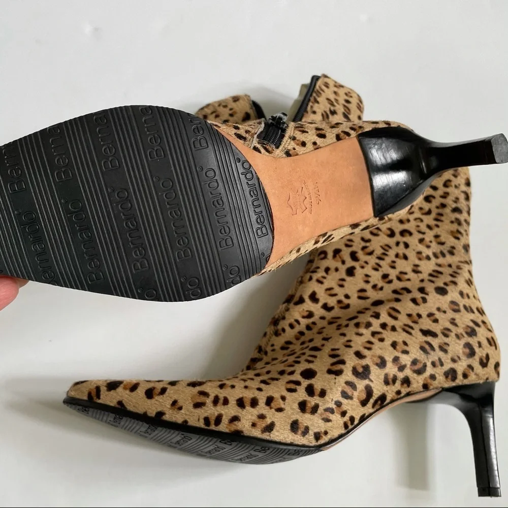 Bernardo Calf Hair Leopard Print Stiletto Boots - Picture 7 of 15